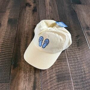 Life is Good Yellow Flip Flops Embroidered Chill Cap Cotton Baseball Hat NWT